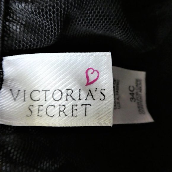 Vintage 90s Victoria's Secret Lingerie Teddy Underwire Black Garter Rosettes 34C - Picture 7 of 8